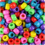 BeadTin Circus Mix Opaque 9mm Barrel Pony Beads Made (500pcs)