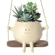 Flower Pot Wall Planter Swing Face Planter Pot Resin Smiling Face Planter Pot