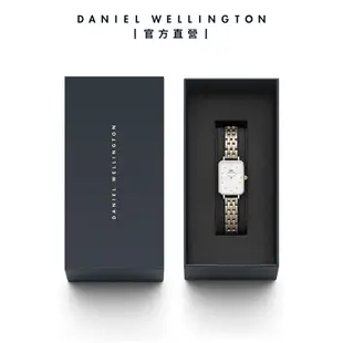 Daniel Wellington 手錶 Quadro Lumine 20X26 星辰珠寶式雙色錶鏈-白錶盤(DW00100625)