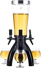 Beverage Dispenser, Beer Tower Dispenser,3l Drink Dispenser,Tabletop Beer Tower, Clear Beverage Tower Dispenser,with taps and icicles,for Bar Home Parties Buffet Restaurant Beverage Dispe(Black)