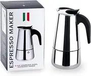 Saiyam Stainless Steel Espresso Maker Coffee Machine, Stovetop Coffee Percolator Italian Coffee Maker Moka Pot (4 Cup - 200 ml, Silver)