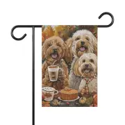 Goldendoodle Dogs Fall Garden Decor, Labradoodle Dogs Pumpkin Yard Flag