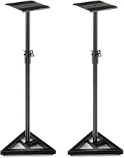 Giantex Adjustable Studio Monitor Stands, Studio Speaker Stands Pair w/Stable Triangular Base, Non-Skid Padding Stickers, 23cm Large Square Platform, Speaker Stand Pair for Home, Office, Wedding