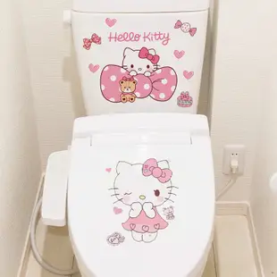 Hello Kitty 可愛 馬桶貼紙 裝飾貼 馬桶蓋貼畫 馬桶貼 自粘貼  防水貼 廁所衛生間裝飾牆貼 居家裝飾 牆布