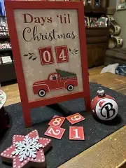Christmas Countdown Easel Sign “B” Weighted Ornament Snowflake Decor