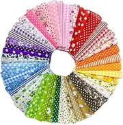 NILLOS Cotton Print Fabric Bundle Squares, 50 PCS Pre-Cut Multicolor Printed Quilting Sewing Floral for Patchwork, DIY Craft, Scrapbooking Decor (10 x 10 cm)
