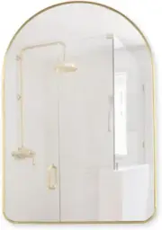Gold Arched Mirror 24" X 36", Aluminum Framed Oval Gold Arch Mirror for Wall, Va