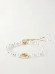 [Gucci] Gucci - Interlocking Gold-tone Faux Pearl Bracelet - One size One size Gold