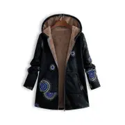 Nevenka Womens Winter Printed Fleece Jacket Casual Sherpa Lined Fuzzy Jacket-CircleBlack