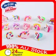 1/6/12 Pcs Rainbow Silicone Children Wedding Party Favours Unicorn Jewelry Rings