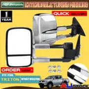 Pair Chrome Manual Extendable Towing Mirrors for Mitsubishi Triton ML MN 05-15
