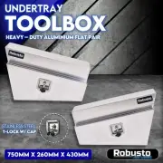 750mm Pair of Under Tray Toolbox Flat Aluminium Underbody Tool Box Truck Trailer