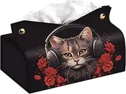 AATACAS Rectangular Tissue Box Cover, Leather Tissue Box Holder, Facial Paper Organizer Dispenser, Modern Home Decoration for Bathroom, Home, Car, Nightstand, Office Desk