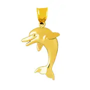 14K Gold Joyful Dolphin Calf Pendant