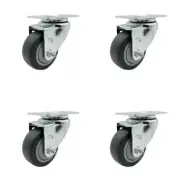 3 Inch SS Thermoplastic Rubber Wheel Swivel Top Plate Caster Set Service Caster