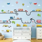 DECOWALL SG3-2308 Transports and Road Wall Stickers Decals Kids Car Truck Tractor Peel and Stick Removable for Nursery Bedroom Living Room décor Construction Boys Playroom City