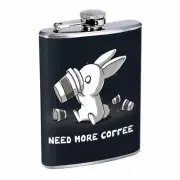 More Coffee Em1 Flask 8oz Stainless Steel Hip Drinking Whiskey