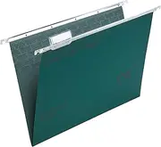 Rexel Foolscap Suspension Files with Tabs and Inserts for Filing Cabinets, 15 mm V Base, 100 Percent Recycled Manilla, Green, Crystalfile Classic, Pack of 50, 78016