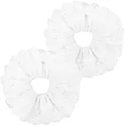 ARTSEWPLY 2pcs Double Lace Hair Scrunchies for Women and No Damage Thick Hair Ties Decorative Elastic Ponytail Holders