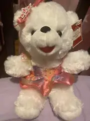 2018 Small Christmas Snowflake Teddy Bear Plush White GIRL Pink Dress, NWT