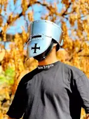 Medieval Crusader Knight Templar Helmet 18G Steel LARP Warrior Cosplay Helmet