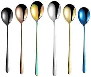 Tablespoons 304 Stainless Steel Long Handle Household Cute Spoon Adult Dinner Spoon Gold Plated Spoon Serving Spoon (Color : Rose Gold)