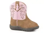 Roper Infant girls PINK & TAN FAUX LEATHER COWBOY BOOTS Square toe Size 1 2 3 4