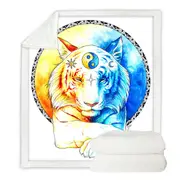 Inner Balance Oriental Sun Moon Tiger Throw Blanket