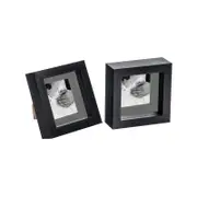 Nicola Spring 2 Piece 4 x 4 3D Shadow Box Photo Frame Set - Craft Display Picture Frame with 2 x 2 Mount - Black