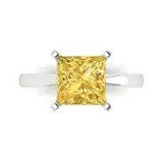 3.0 ct Princess Cut Natural Citrine Wedding Bridal Promise Ring 14k White Gold