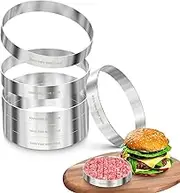 Sous Vide Hamburger Patties Cooking Rings for Immersion Circulator, Make 1/2 LB Hamburgers, Set of 6, Made of Food Grade 304 Stainless Steel, Sous Vide Accessories, Ring Molds for Cooking