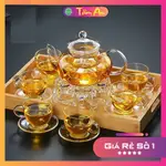 TAM AN PREMIUM GLASS TEAPOT 用於喝茶, 帶方便的過濾芯的鉤茶 (800 毫升溫暖)