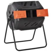Outsunny Compost Bin 5.65-Cu-Ft Dual Chamber 360° Rotating Design Plastic+Steel