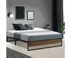 Metal Bed Frame Mattress Base Platform Foundation Wooden Black OSLO
