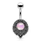 Piercing Navel Heart Filigree Opalite Pink