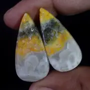 Natural BumbleBee Jasper Matched Pair 36.60 Cts. Cabochon Gemstone For Pendant