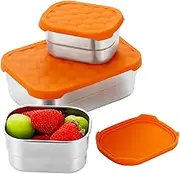 AMAZING CONTAINERS|Stainless Steel Food Containers with Lids Set of 3 (28 oz, 2X 8 oz) | Steel Lunch Container for Kids and Adults | Metal Snack Container Leakproof Lunch Box Sandwich Containers