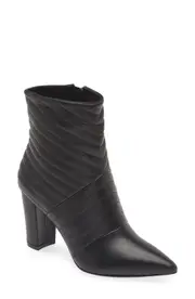 KOKO + PALENKI Astrology Quilted Pointed Toe Bootie in Black Leather at Nordstrom, Size 7.5