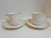 SET OF 2~Noritake 7306 Chandon Imperial Baroque Ivory Gold Trim Cups & Saucers