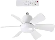 Small Ceiling Fan with Light - 2 in 1 Socket Ceiling Fan Light with Remote - 3 Speeds Cooling Supplies Dimmable Bulb for Porch Store Indoor Outdoor Farmhouse Courtyard