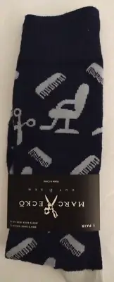 Marc Ecko Mens Socks One Pair Size 6-12 Barber Shop Chair Barber Tools Navy Blue