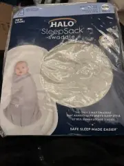NEW HALO SleepSack Swaddle NB Cotton Floppy Friends Cream Print 0-3 M, 6-12 Lb