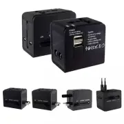 2pc Universal Travel Adaptor USB Port charger indicator light US EU UK AUS Plug