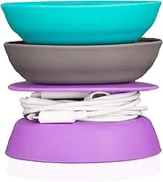 Budley - Tangle-Free Earphone/Earbud Case, Compact Storage System, Silicone (Teal/Gray/Purple, Set of 3)