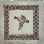 Hand-Painted FLYING DUCK Needlepoint Canvas 18-mesh 14.75" x 14.75"