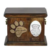 Rottweiler urn with a ceramic plate Art-Dog