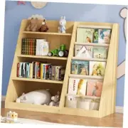 Kids Bookshelf and Toy Storage Organizer, 4 Tier Wooden Kids Book Shelf with