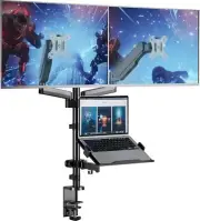 WALI Laptop Mount and Dual Monitor for Max 32" Monitor and 17" Laptop (W)