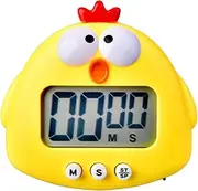 Digital Kitchen Timer Cute Animal Timer with Strong Magnet Back Stand Loud Alarm Large Screen Cooking Timer Clock for Time Management Workout Baking Egg Timer Yellow