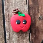 Polymer Clay Apple Flatback Bow Center Wreath Decor Barrette Charm